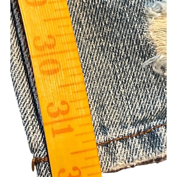 Y2K Boho Squeeze Jeans Womens 11/12 Floral Embroidered Wide Leg Distressed Denim - Picture 5 of 6